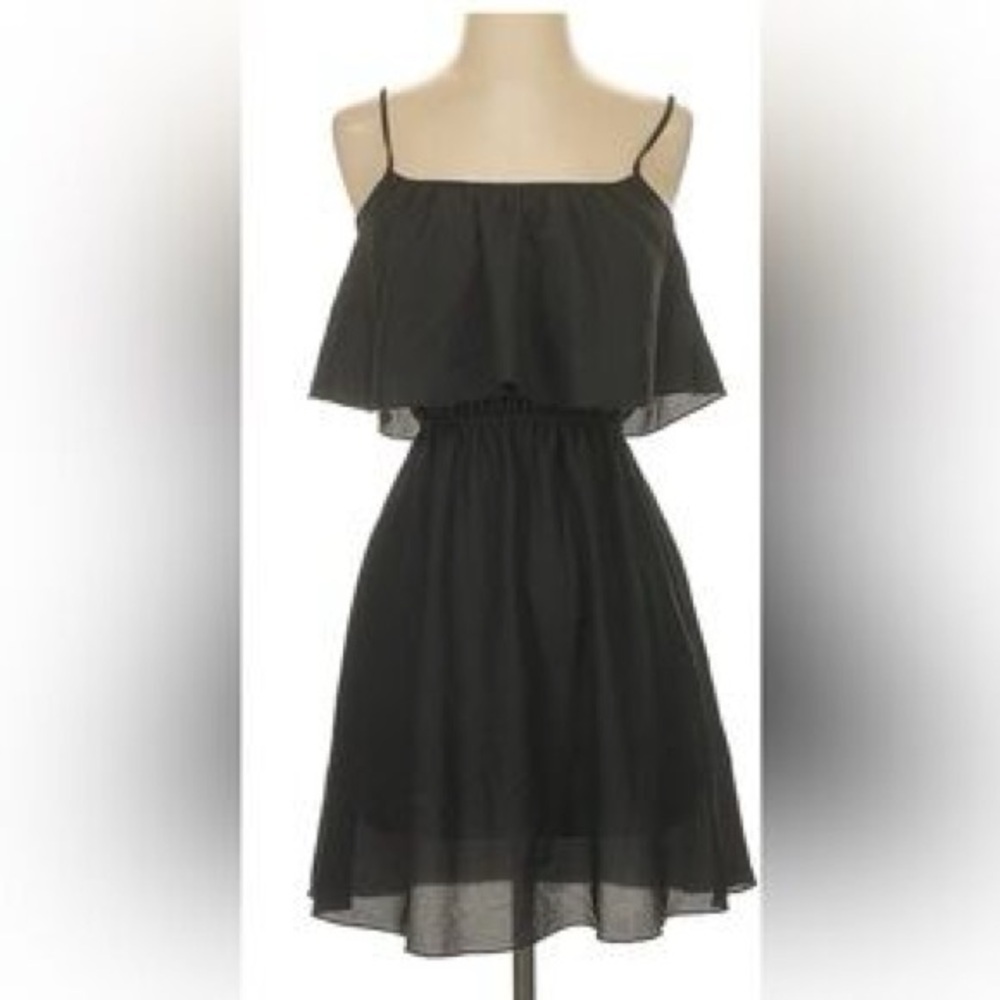 Ali & Kris Black Spaghetti Strap Dress with Ruffled Bodice - Size Medium!